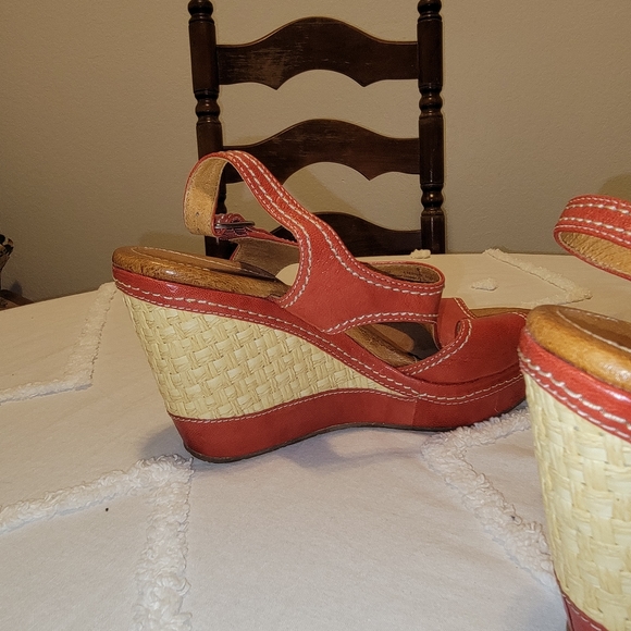 Anthropologie NAYA ETERNAL WEDGE SANDALS BLOOD ORANGE 🍊 LEATHER SIZE 9 - Picture 4 of 8